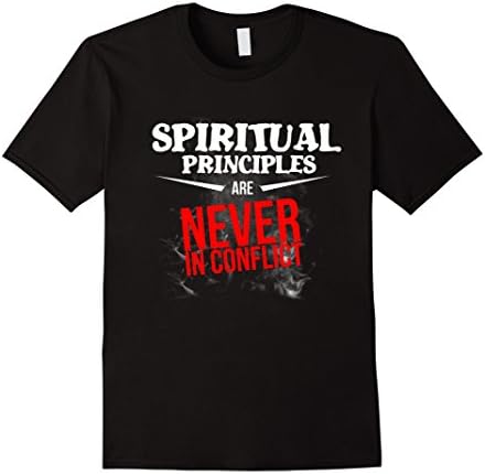 Men's Spiritual Principles Never In Conflict Shirt Recovery Rehab Medium Black