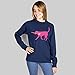 ChalkTalkSPORTS Field Hockey Long Sleeve T-Shirt | Fetch The Field Hockey Dog | Navy | Medium