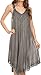 Sakkas 16606 - Calais Mid Length Sleeveless Tank Top Detailed Embroidery Caftan Dress - Grey - OS