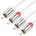 Postta 2RCA to 2RCA Stereo Audio Cable (15 Feet) Male to Male Gold Plated Dual Shielded 2RCA Cable -White