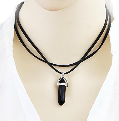 Natural  Chain Crystal Pendant han Edition Necklace (Black)