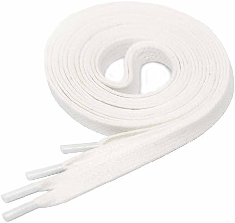 LACCICO Men's Flat Waxed Shoelaces width 4mm. 4 Length 60cm to 120cm WHITE, Length:120cm;Colour:White