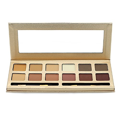 MISS ROSE 12 Colors Matte Eyeshadow Palette with 2 Double Ended Brush and A High Definition Mirror Makeup Set,4 Edition