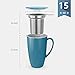 Sweese 15 OZ Porcelain Tea Mug with Infuser and Lid, Loose Leaf Tea Cup, Gifts for Tea Lover, Steel Blue