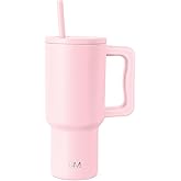 Simple Modern 30 oz Trek Tumbler with Handle and Straw Lid | Cup Holder Friendly Insulated Stainless Steel Travel Mug | Blush