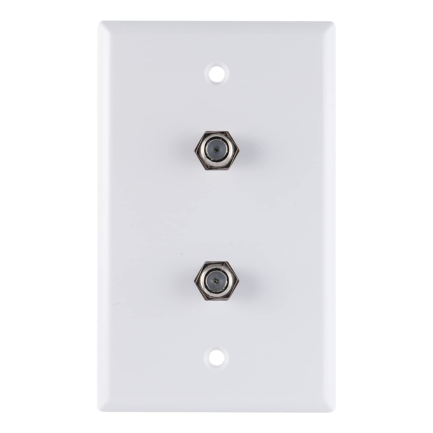 Photo 1 of UltraPro 2-Port TV Coaxial Cable Wall Plate, White, 1 Pack, Dual Port Single Gang F-Type Connector, in-Wall, 52188