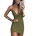 VANCOL Women's Sexy Deep V-Neck Halter Backless Slit Mini Party Club Dress (M, Black2)