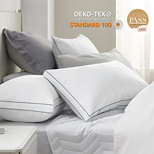 Bedsure Goose Down Pillows Standard Size Set of 2 White Feather