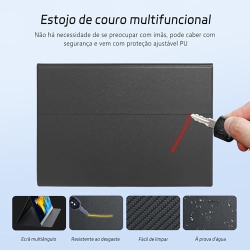 Monitor Portátil IPS 15.6" Full HD 1080p, Ultrafino, USB-C/HDMI, Capa Inteligente e Alto-falantes - Extensor de Tela para Laptop e Viagem