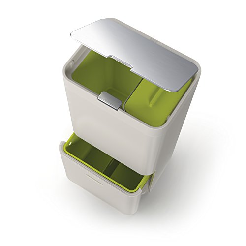Joseph Joseph Intelligent Waste Totem Kitchen Trash Can and Recycle Unit with Compost Bin, 16