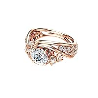 AkoMatial Fashion Rings, Elegant Hollow Rhinestones Butterfly Flower Jewelry Women Engagement Bridal Ring - Rose Gold US 8
