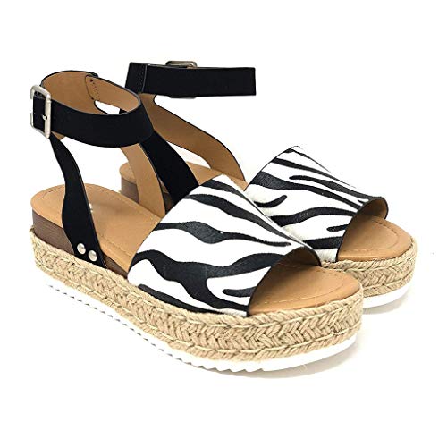 image for JJLIKER-Shoes JJLIKER Women Suede Chunky Platform Wedges Sandals Ankle