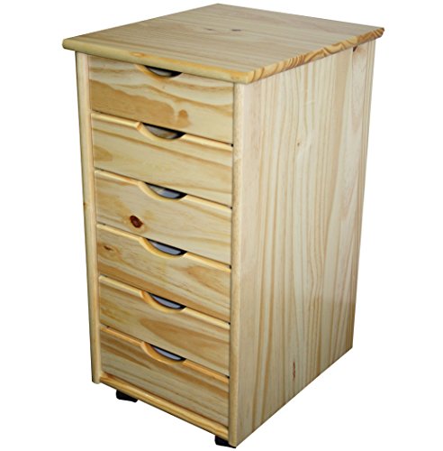 KMH, Rolling Under Desk Pedestal with 6 Drawers Solid Pine (natural) (#201124)