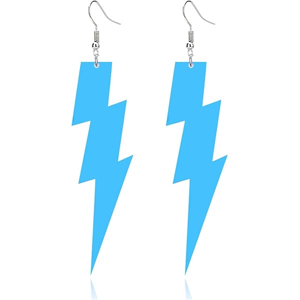 ONLYJUMP Neon Lightning Bolt Drop Earrings - 80s Retro Stainless Steel Statement Earrings For Women