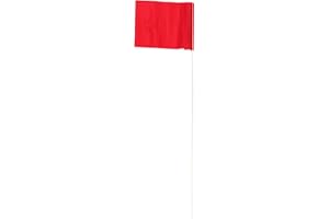 STEP 'N TILT Stake Flags for Marking Sprinkler Heads and Other Objects for Lawn Aeration, Neon Red Color, Small Size