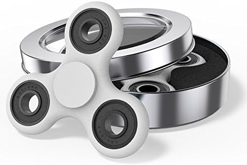 Spinner Fidget Toy, Long Spinning Time [3 min +] &amp; No Noise Finger Gyro Play Toy with [Great Stability] Fidget Hand Spinner for Relieve Kids &amp; Adults Stress, Anxiety, ADHD, and Boredom (White)