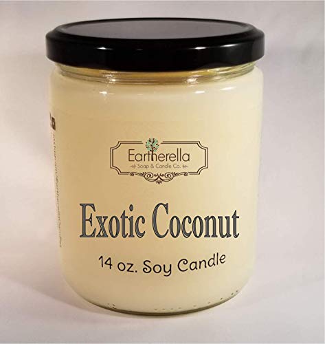 EXOTIC COCONUT Natural Soy Wax 14 oz. Jar Candle,90+ hours