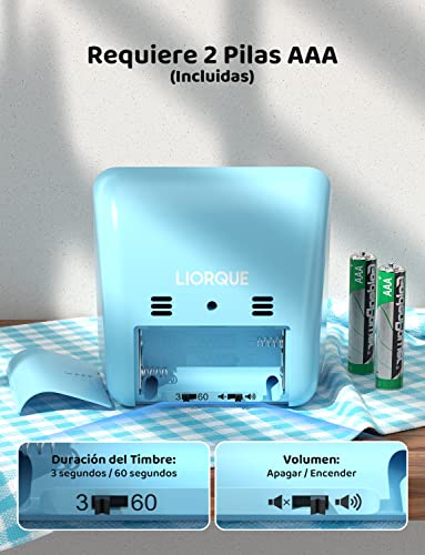 LIORQUE Visual Timer, 60 Minute Countdown Kids Timer, Pomodoro Timer, Time Management Tool for Children and Adults (Blue)