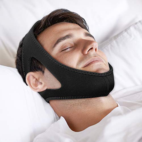 LUCCO Anti Snoring Chin Strap,Adjustable Anti Snoring Devices Better Sleep Helper,Snore Reducing Aids Snore Stopper Chin Straps for Men & Women (Black)