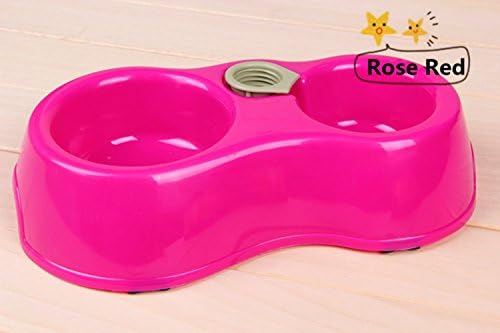 HowFine Colorful Dual Port Dog Automatic Water Dispenser Feeder Utensils Bowl Cat Drinking Fountain Food Dish Pet Bowl - Rose Red