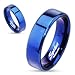 STR-0026 Blue IP Over Stainless Steel Beveled Edge Flat Band Ring(12)
