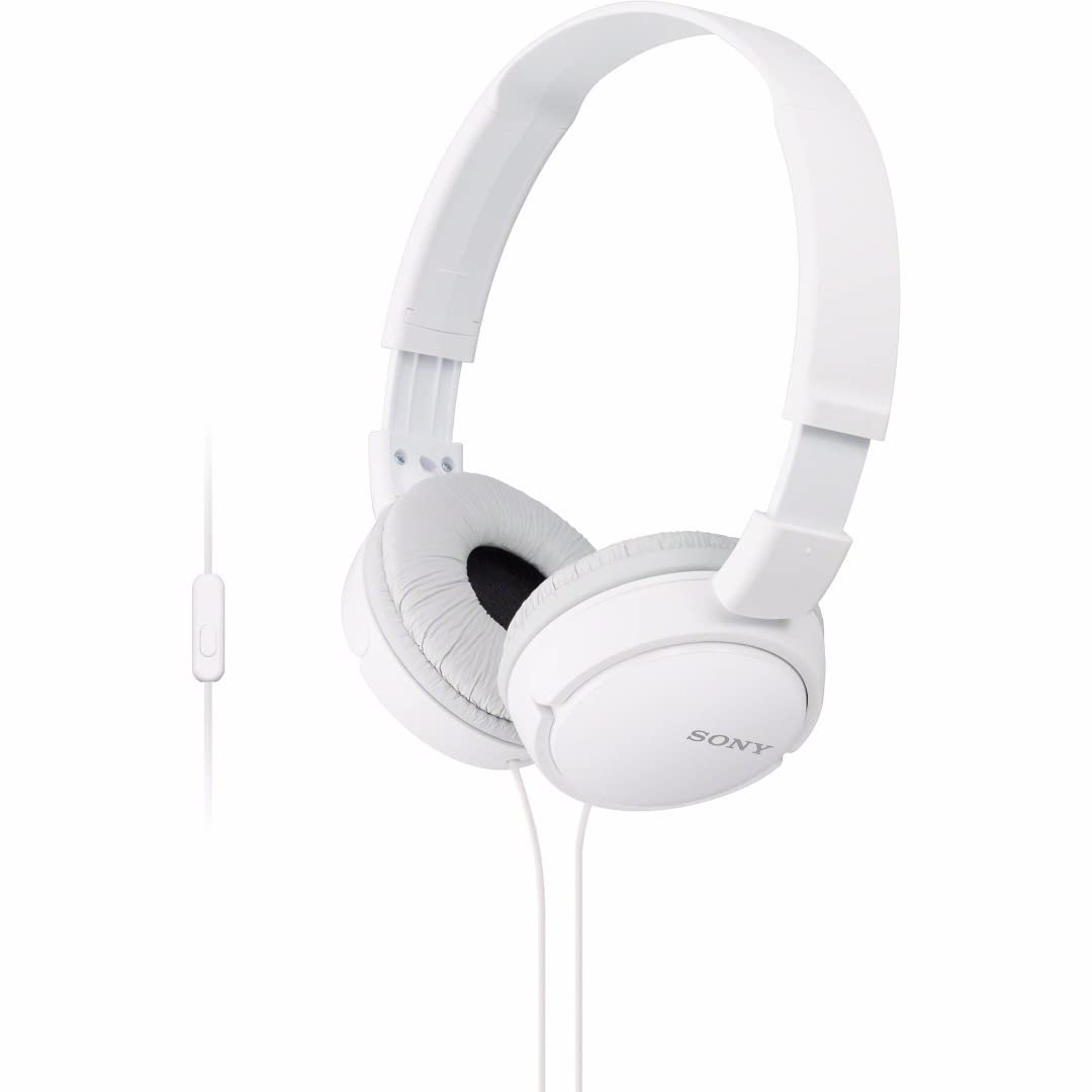 Photo 1 of Sony ZX Series Wired On-Ear Headphones with Mic, White MDR-ZX110AP