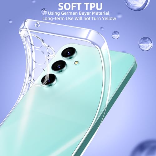 Viojrlra Case for Samsung Galaxy A16 4G/5G with 2 Pieces Tempered Glass Screen Protector, Transparent Soft TPU Silicone Case, Anti-Shock, Anti-Scratch Case for Samsung A16