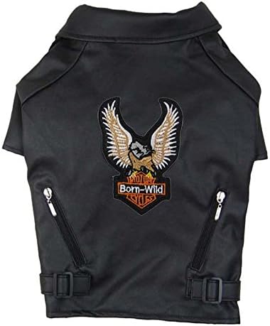 Vedem Dog Leather Jacket Embroidery Eagle Design Pet Coat