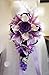 Angel Isabella Cascade Bouquet and Boutonniere - Purple Lavender White Artificial Flower Arrangement