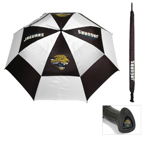 Team Golf NFL Jacksonville Jaguars 62" Golf Umbrella with Protective Sheath, Double Canopy Wind Protection Design, Auto Open Button