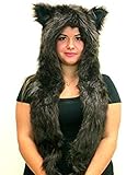 Brown Bear Anime Faux Animal Hood Hoods Mittens Gloves Scarf Spirit Paws Ears for Men