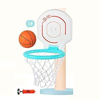 SONGYU Kids Collapsible Portable Enlarge Basketball Box Basketball Hoop Height Adjustable Basketball Stand Child Outdoor Toys 2 Colors Optional Sport Game for Children Juniors (Color : Blue)