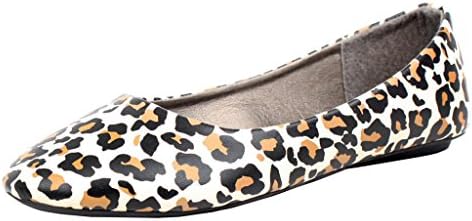 New Womens Casual Slip On Flats Round Toe Ballet Flats Shoes Comfort (WBMay, Leopard PU, 6.5)