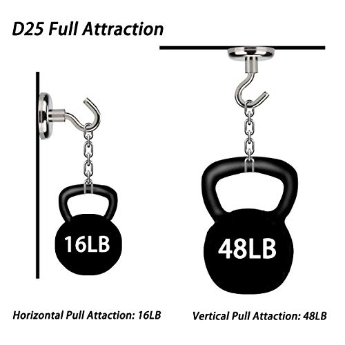JANSANE 48LB Magnetic Hooks Heavy Duty for Cruise Cabins Refrigerator Locker Classroom Dia. 25mm Strong Magnet Hooks Hangers for Hanging BBQ Grill Tools Keys 10 Pack