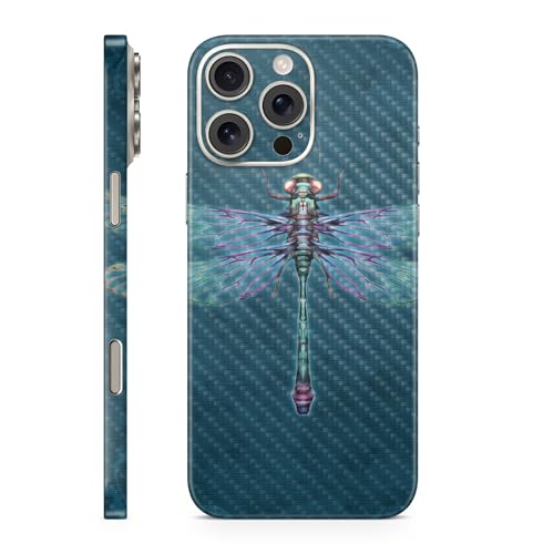 Carbon Fiber Phone Skin Compatible with Apple iPhone 16 Pro Max - Vibrant Drago…