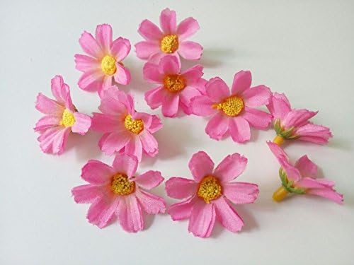 EZFDYJZZ 1.3 Inch DIY Silk Fabric Imitation Gerbera Daisy Crafts Decorative Flowers Heads for Headbands Hairbands Wedding Confetti Fake Flower Arrangements in Bulk Wholesale Pack of 100pcs (Pink)