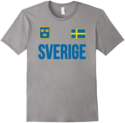 Mens SVERIGE T-shirt Swedish Flag Sweden Travel Vacation Souvenir XL Slate
