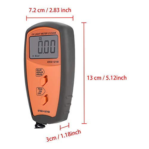 UV Light Meter, UV340B Digital Portable Handheld UV Light Meter UVA UVB Intensity Measure Tester