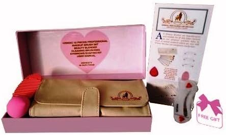 HISMAC Makeup Brushes Professional |12 Pieces Cosmetic Makeup Brush Set | Cleaning Brushegg | Beauty Blender | Beige Color Travel Case &Gift Box -Free Eyebrows Shaping Kit+User Manual | Gift For Her