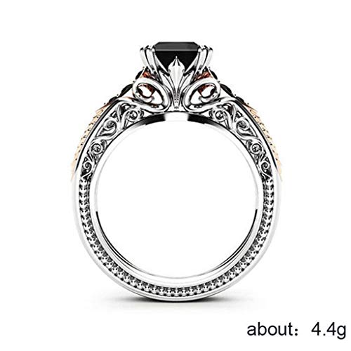 Kiranly Clearance Rings,Women Black Diamond Cut Diamond Princess Jewelry Wedding Engagement Gift (8)