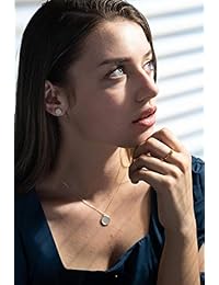 S.Leaf - Collar de plata de ley con colgante de disco circular, Chapado rodiado, base metálica, CO-N050-G