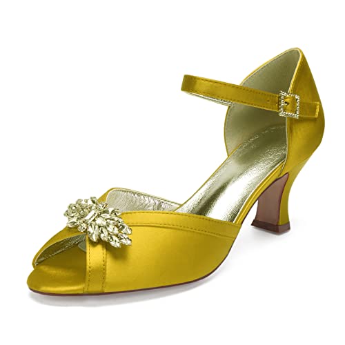 Handläufe Womens Bridal Wedding Satin Pumps Open Toe Wedding Shoes Satin Party Pumps Satin Wedding Bridal Bridesmaid Shoes with Ankle Strap