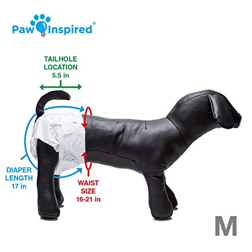 image for Paw Inspired 32ct Disposable Dog Diapers | Female Dog Diapers Ultra Pr