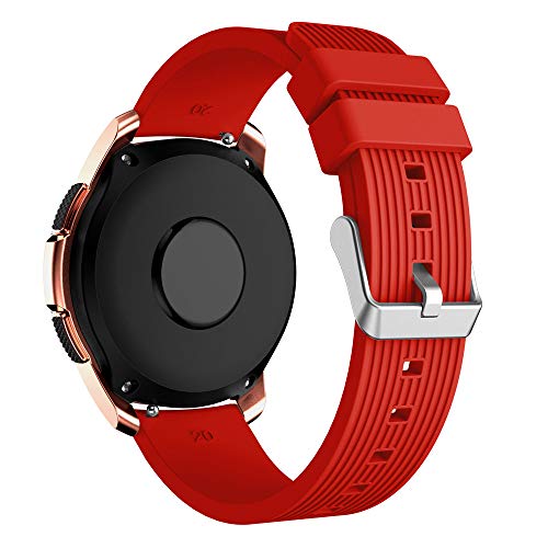 Insaneness Pure Colour Stripe Soft Silicone Watch Band Band Strap for Samsung Galaxy Watch (Red, 42mm) - Thumbnail 2