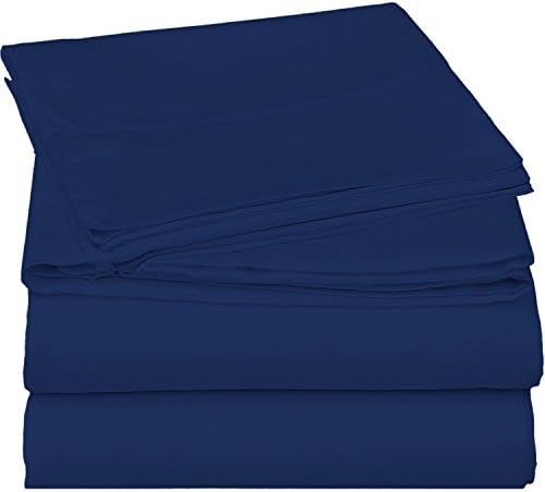 Brushed Microfiber 1800 Bedding -Super Silky &amp; Soft Luxury Reversible Bed Sheet Set -Hypoallergenic,Wrinkle Free, Stain Resistance -4 Piece Sheets set with 18" Deep Pocket -KING(NAVY) by Steffani