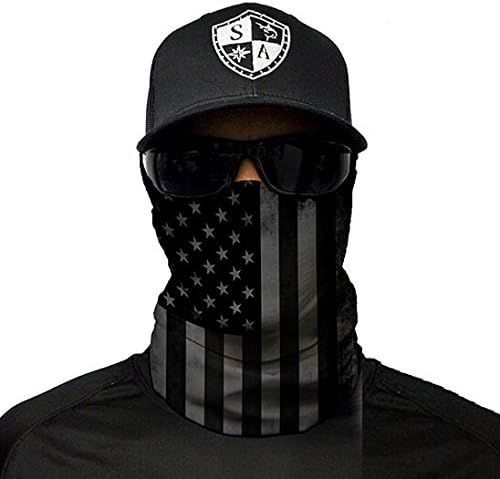 SA Fishing Face Shields * * 40 + Designs to Choose From * * Quality Multifunctional Headwear Bandana Scarf Neck Scarf Fabric & SPF 40 Face Masks by SA Company, Blackout American Flag