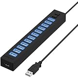 Sabrent 13 Port High Speed USB 2.0 Hub with Power Adapter And 2 Control Switches (HB-U14P)
