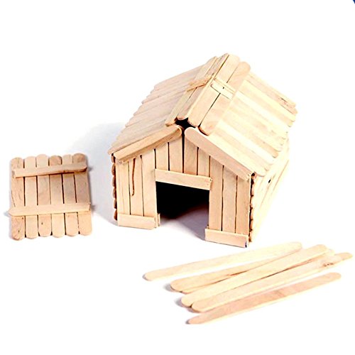 200 PCS Craft Sticks Popsicle Ice Pop Ice Cream Sticks Natural Wooden 4-1/2" Length Treat Sticks Jumbo Great for DIY Craft Creative Designs
