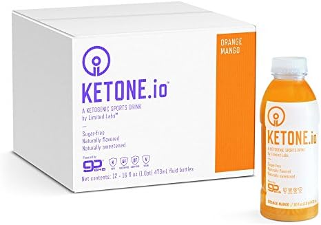 Ketone.io Sports Drink, Orange Mango, 17.38 Fl Oz (Pack of 12)
