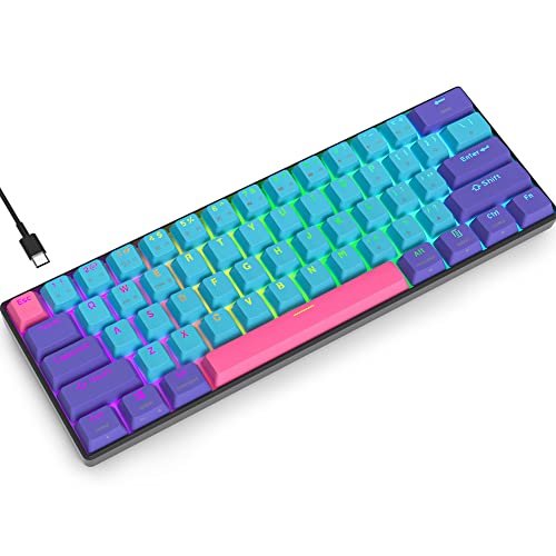 Guffercty kred SK61 60% Mechanical Keyboard Custom Hot Swappable 60 Percent Gaming Keyboard with RGB Backlit, NKRO, Type-C for Win/PC/Mac (Gateron Optical Blue, Joker)